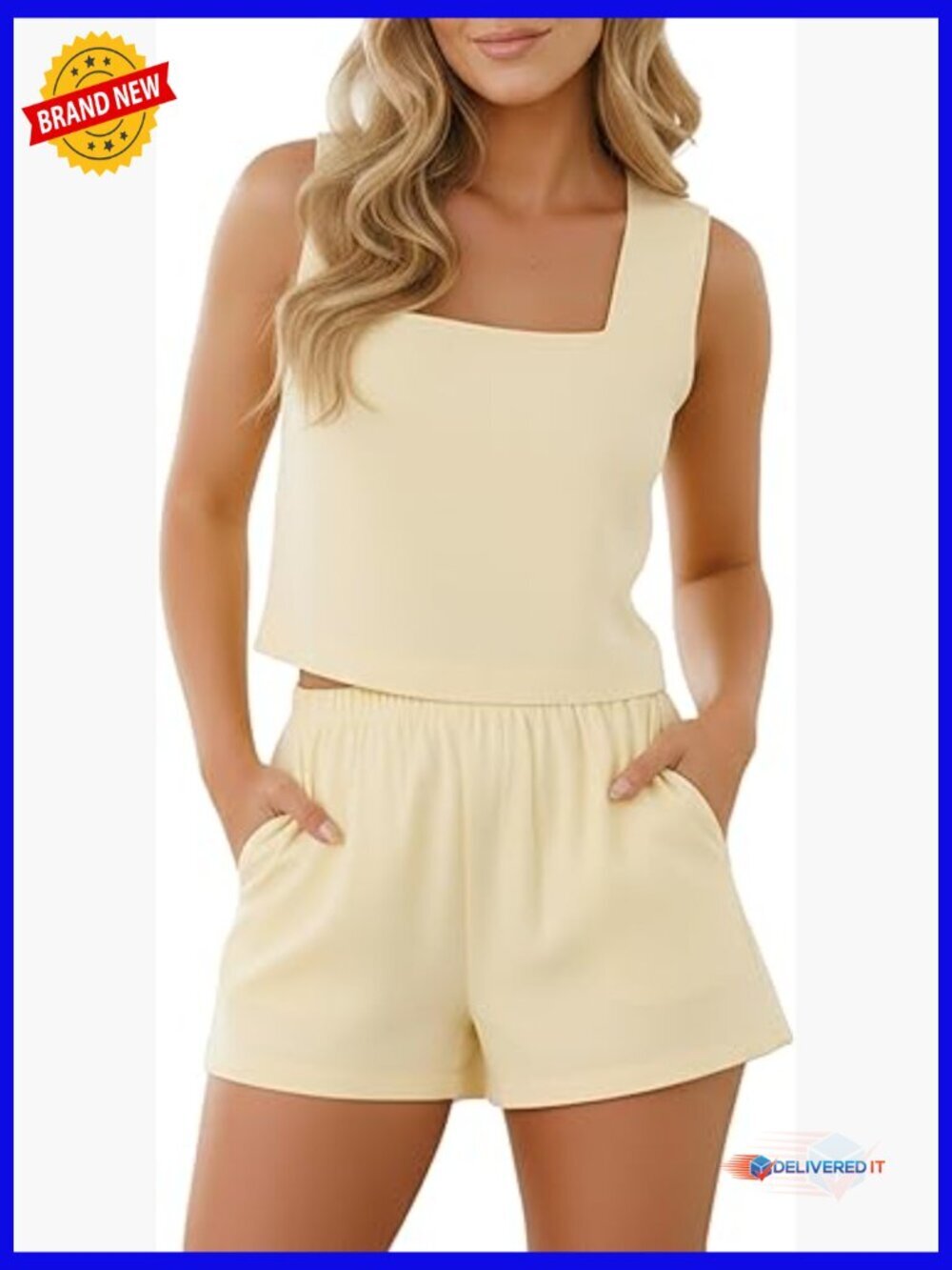 Women's 2 Piece Tank Top and Wide Leg Shorts Set Casual Summer